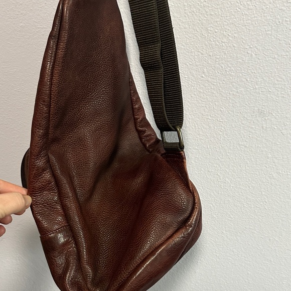 Scully Dark Brown Leather Sling Bag - Picture 16 of 16